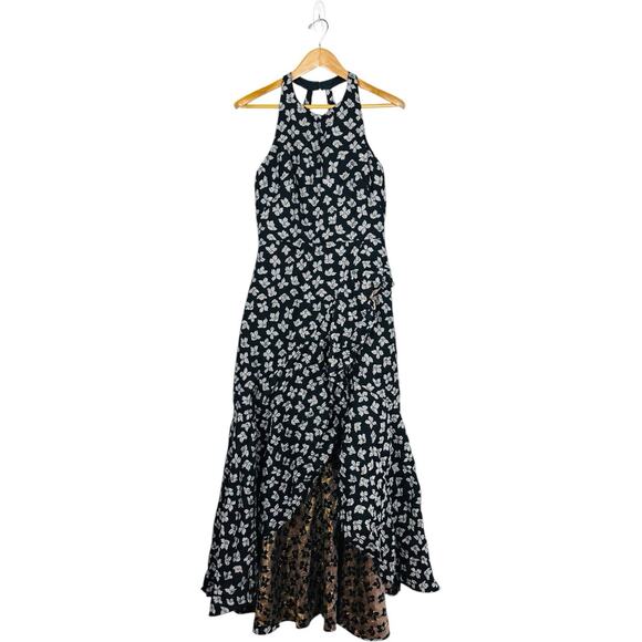 ML Monique Lhuillier Sleeveless Floral High Neck Gown Black Women's Size 10 - Picture 2 of 16